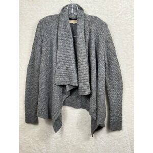 LOFT Open Front Cowl Neck Cardigan Acrylic, Wool, Alpaca Draped Cozy Gray Size M